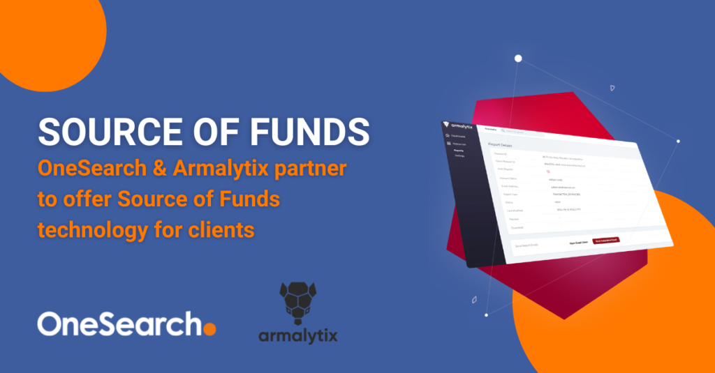 OneSearch & Armalytix partner to offer Source of Funds technology for clients Image